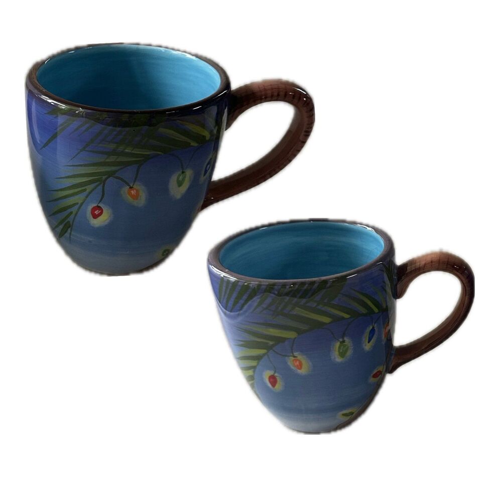 Tropical Holiday By Clay Art Pottery Rare Discontinued Replacement Glazed Mugs